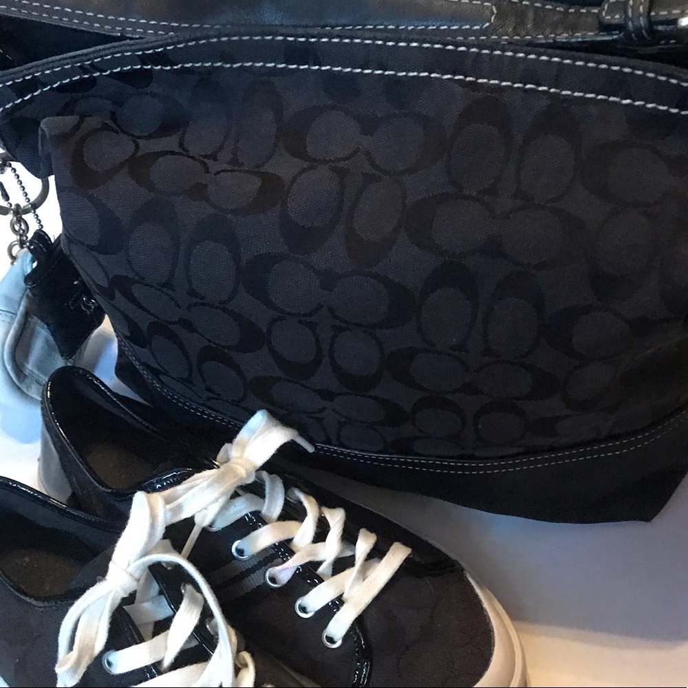 Black purse and black sneakers